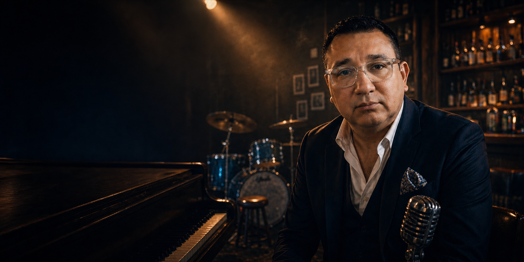 Jesvin Blackwood in an intimate blues club